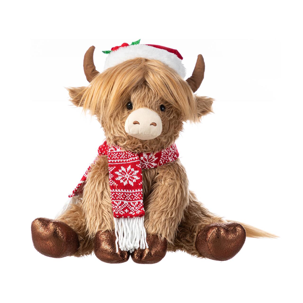 Glitzhome® 15.25"L Christmas Fabric Highland Cow